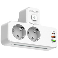 BELINE LISTWA ZASILAJĄCA 2xUSB-A 2xUSB-C 2xAC BIAŁA Z PODŚWIETLENIEM LED