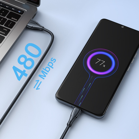 Joyroom kabel USB - micro USB 2.4A Surpass Series do szybkiego ładowania i transferu danych 2 m czarny (S-UM018A11)