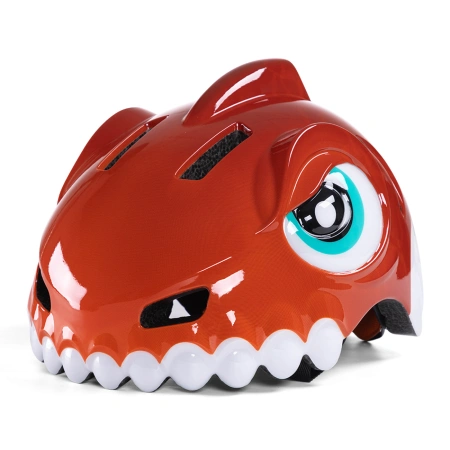 Kask rowerowy dziecięcy Wozinsky motyw dinozaur 52-56 cm - czerwony