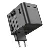JELLICO uniwersalny adapter podróżny S9 PD 2xUSB-C + 1xUSB 3.4A Max 2500W Czarny