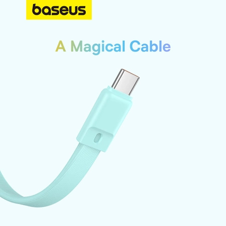 Powerbank Baseus Magnetic Mini MagSafe 10000mAh 30W z wbudowanym kablem USB-C - niebieski + kabel Baseus Simple Series USB-C - USB-C 60W 0.3m