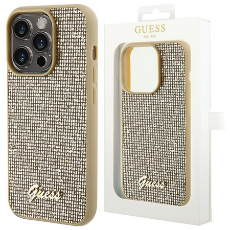 Etui Guess Disco Metal Script na iPhone 15 Pro - złote