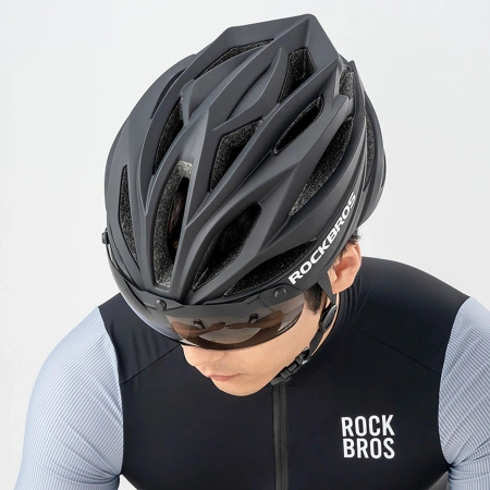 ROCKBROS KASK ROWEROWY Z SZYBKĄ ODPINANE OKULARY OCHRONĄ UV DO ROWERU
