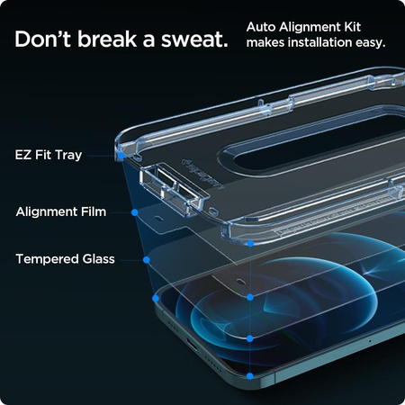 SZKŁO HARTOWANE SPIGEN GLAS.TR ”EZ FIT” 2-PACK IPHONE 12 PRO MAX