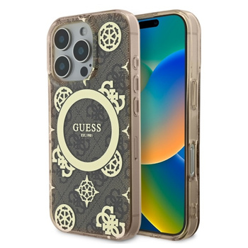 GUESS ETUI HARDCASE DO IPHONE 16 PRO MAX DO MAGSAFE PEONY KWIATY TŁO 4G