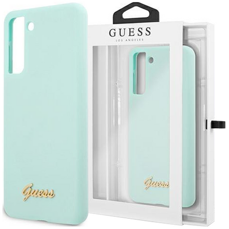 Guess GUHCS21MLSLMGLB S21+ G996 niebieski/blue hardcase Silicone Script Metal Logo