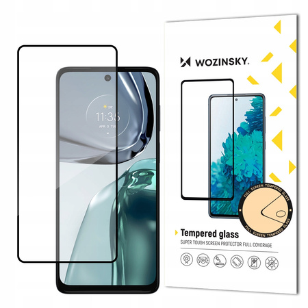 WOZINSKY SZKŁO HARTOWANE FULL GLUE DO MOTOROLA MOTO G62 WYSOKA WYTRZYMAŁOŚĆ