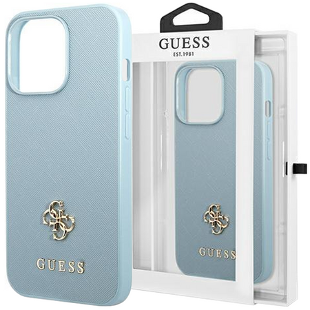 Guess GUHCP13LPS4MB iPhone 13 Pro / 13 6,1" niebieski/blue hardcase Saffiano 4G Small Metal Logo