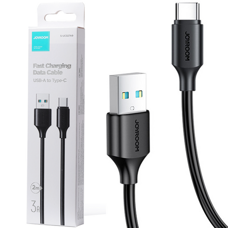 Joyroom kabel do ładowania / transmisji danych USB - USB Typ C 3A 2m czarny (S-UC027A9)