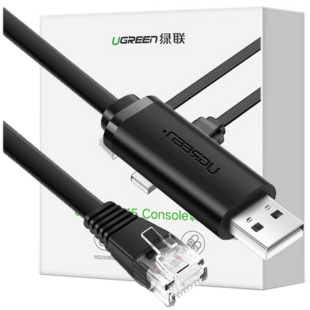 Ugreen kabel konsolowy przejściówka USB - Ethernet RJ45 1,5m czarny (CM204)