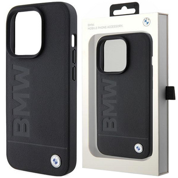 Etui BMW Leather Hot Stamp na iPhone 15 Plus - czarne