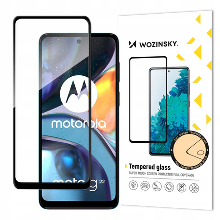 WOZINSKY SZKŁO HARTOWANE FULL GLUE DO MOTOROLA MOTO G22 OCHRONA EKRANU FULL
