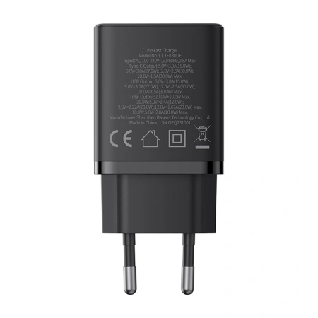 Ładowarka sieciowa Baseus Cube Pro 30W USB-C USB-A - czarna