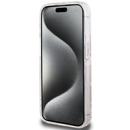 Etui Guess IML GCube MagSafe na iPhone 15 Pro - różowe