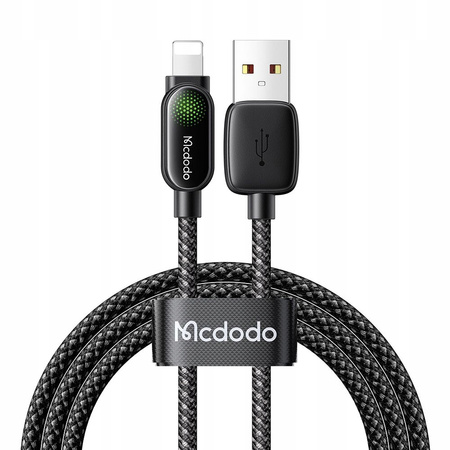 MCDODO KABEL USB-A LIGHTNING SZYBKIE ŁADOWANIE PD 12W 1M LED CZARNY