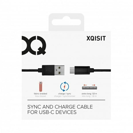 XQISIT KABEL COTTON USB C 3.0 DO TELEFONÓW TABLETÓW 1.8M SZYBKIE ŁADOWANIE