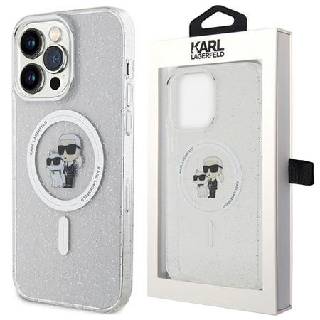 Etui Karl Lagerfeld Karl&Choupette Glitter MagSafe na iPhone 15 Pro Max - przezroczyste