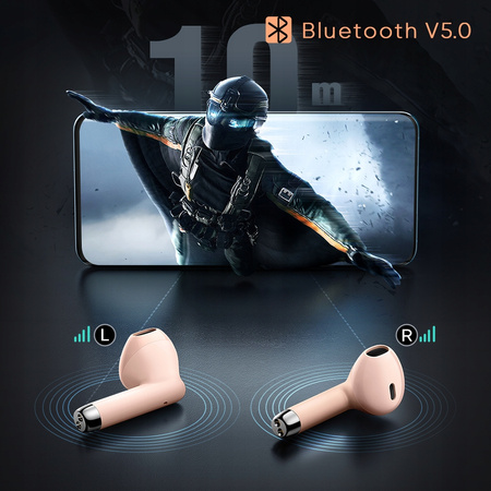 MCDODO SŁUCHAWKI BEZPRZEWODOWE DOUSZNE BLUETOOTH 5 Z MIKROFONEM ETUI RÓŻOWE