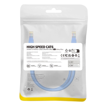 Kabel Ethernet Baseus High Speed Cat 6 RJ-45 1000Mb/s 0.5m okrągły - niebieski