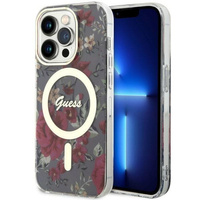 Etui Guess GUHMP14LHCFWSA na iPhone 14 Pro zielony/khaki hardcase Flower MagSafe