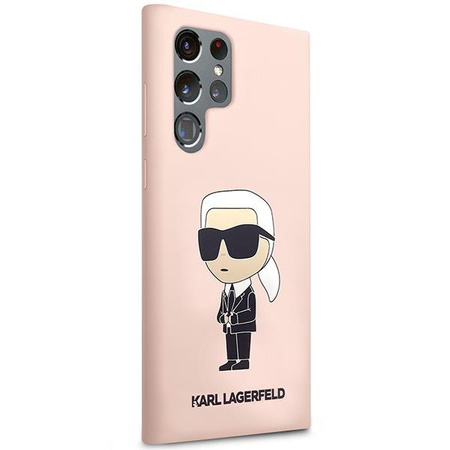 Etui Karl Lagerfeld KLHCS23LSNIKBCP Sam S23 Ultra S918 hardcase - różowe Silicone Ikonik