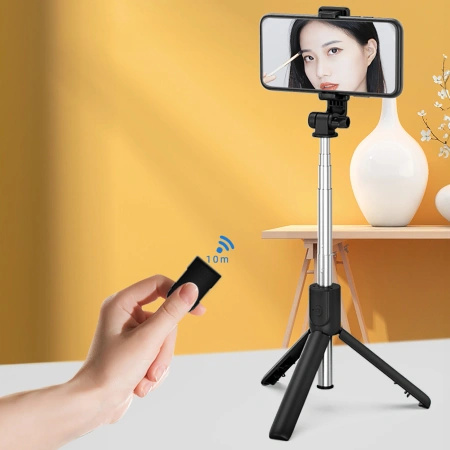 HURTEL SELFIE STICK TELESKOPOWY TRIPOD DO TELEFONÓW 0.7M CZARNY KOMPAKTOWY