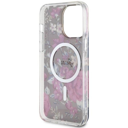 Etui Guess GUHMP14XHCFWSA na iPhone 14 Pro Max 6.7" zielony/khaki hardcase Flower MagSafe