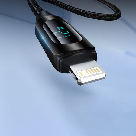 Kabel USB-A - Lightning Wozinsky WUALC1 z wyświetlaczem LED 2.4A 1m  - czarny