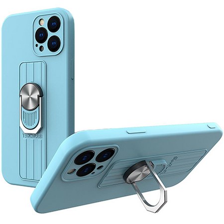 Ring Case silikonowe etui z uchwytem na palec i podstawką do iPhone 11 Pro Max jasnoniebieski