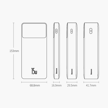 Baseus Bipow powerbank z szybkim ładowaniem 20000mAh 15W biały (Overseas Edition) + kabel USB-A - Micro USB 0.25m biały (PPBD050102)