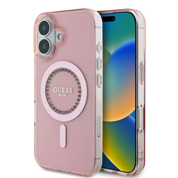 GUESS ETUI HARDCASE IML RHINESTONES DO MAGSAFE DO IPHONE 16 6.1 LUKSUSOWA