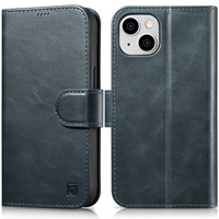 iCarer Oil Wax Wallet Case 2in1 etui iPhone 14 skórzany pokrowiec z klapką Anti-RFID niebieski (WMI14220721-BU)