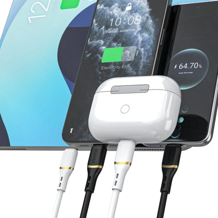 Kabel Dudao L25C USB-C 1m 60W w miękkim silikonowy oplocie - czarny