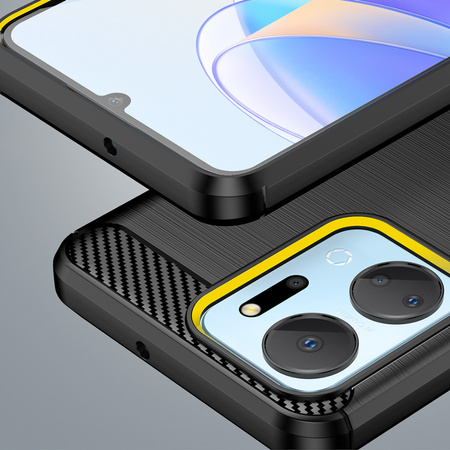 Carbon Case etui do Honor Play 40 Plus / Honor X7a elastyczny silikonowy karbonowy pokrowiec czarne