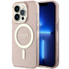 Etui Guess GUHMP14LHCMCGP na iPhone 14 Pro - różowe Glitter Gold MagSafe