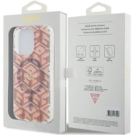 Etui Guess IML GCube MagSafe na iPhone 15 Pro Max - różowe