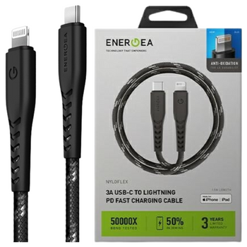 ENERGEA KABEL NYLOFLEX USB-C DO LIGHTNING DO IPHONE 1.5M MFI SZYBKIE