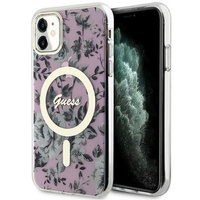 Etui Guess Flower MagSafe GUHMN61HCFWSP na iPhone 11 / Xr - różowe