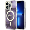 Etui Guess GUHMP14LHTMRSU na iPhone 14 Pro purpurowy/purple hardcase Golden Marble MagSafe