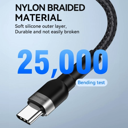 WOZINSKY KABEL USB-A USB-C 2.4A DO TELEFONÓW TABLETÓW 1M SZYBKIE ŁADOWANIE