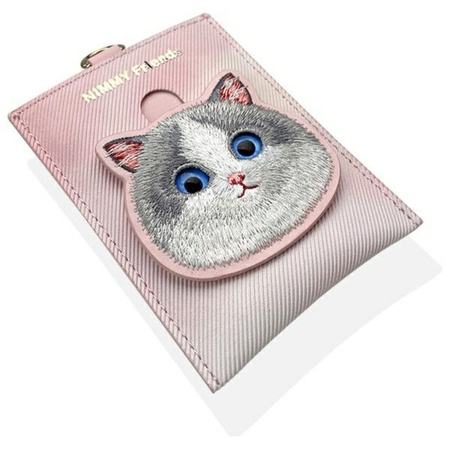 Nimmy Zestaw 3w1 torebka na telefon +    portfel + etui na lokalizator różowy/pink Big Eyed Pet 2.0 Cat