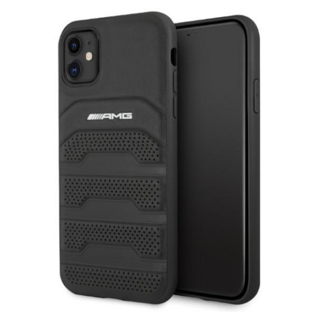 AMG AMHCN61GSEBK iPhone 11 6,1" czarny/black hardcase Leather Debossed Lines