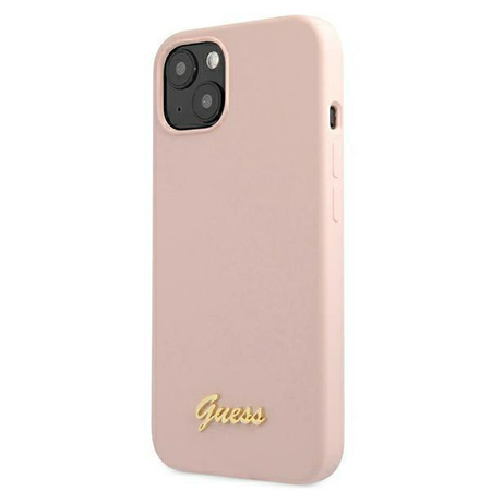 Guess GUHMP13MLSLMGLP iPhone 13 6,1" jasnoróżowy/light pink hardcase Silicone Script Gold Logo Magsafe