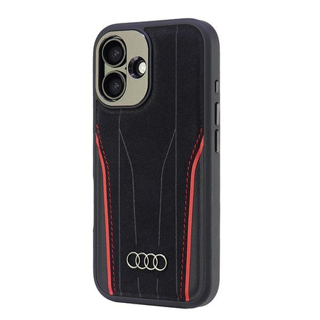 Audi Genuine Leather MagSafe iPhone 166.1 czarno-czerwony/black-red hardcase AU-TPUPCMIP16-R8/D3-RD