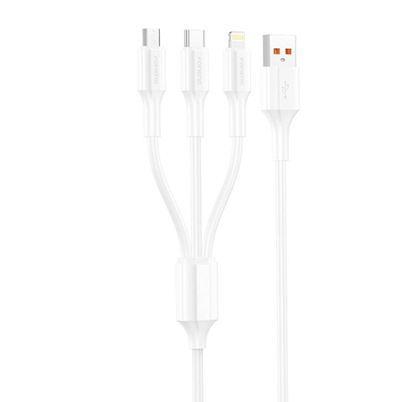 FONENG KABEL 3W1 USB DO MICRO USB DO LIGHTNING 1,2M 3A DO ŁADOWANIA