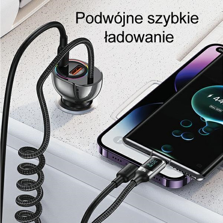 USAMS ŁADOWARKA 60W DO IPHONE 12 13 14 1XUSB 1XUSB-C Z KABLEM USB-C 30W PD