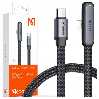 MCDODO ANGLE CABLE USB-C LIGHTNING FLAT 36W FOR IPHONE 12 13 14 BLACK 1M