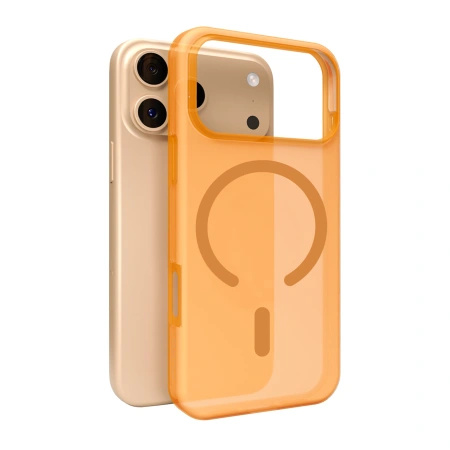 Etui silikonowe Puro Daylight kompatybilne z Magsafe na iPhone 17 Pro - półprzezroczyste pomarańczowe