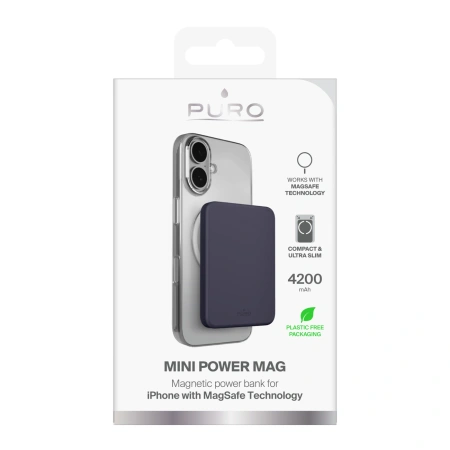 Powerbank Puro 4200mAh ultracienki kompatybilny z MagSafe USB-C - szary