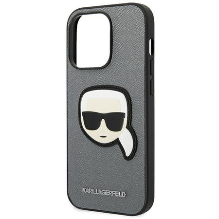 Karl Lagerfeld KLHCP14LSAPKHG iPhone 14 Pro 6,1" srebrny/silver hardcase Saffiano Karl`s Head Patch